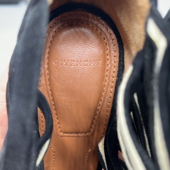 Givenchy Sz 38.5 Black Suede High Heel Peep Toe Strappy Back Zip Sandals Booties - Picture 7 of 11